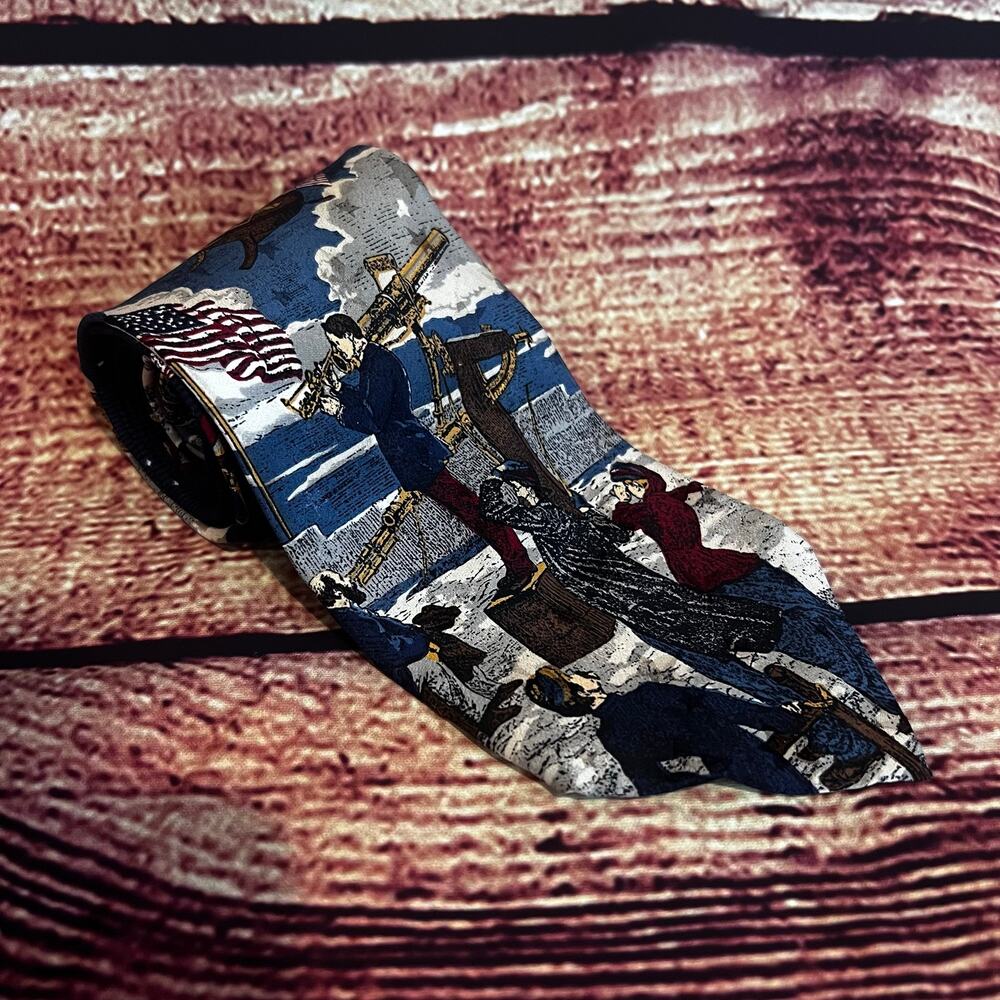 Tango 100% Silk Skinny Tie 56x4 Vintage Aviation Airplane Stars Patriotic Pilot